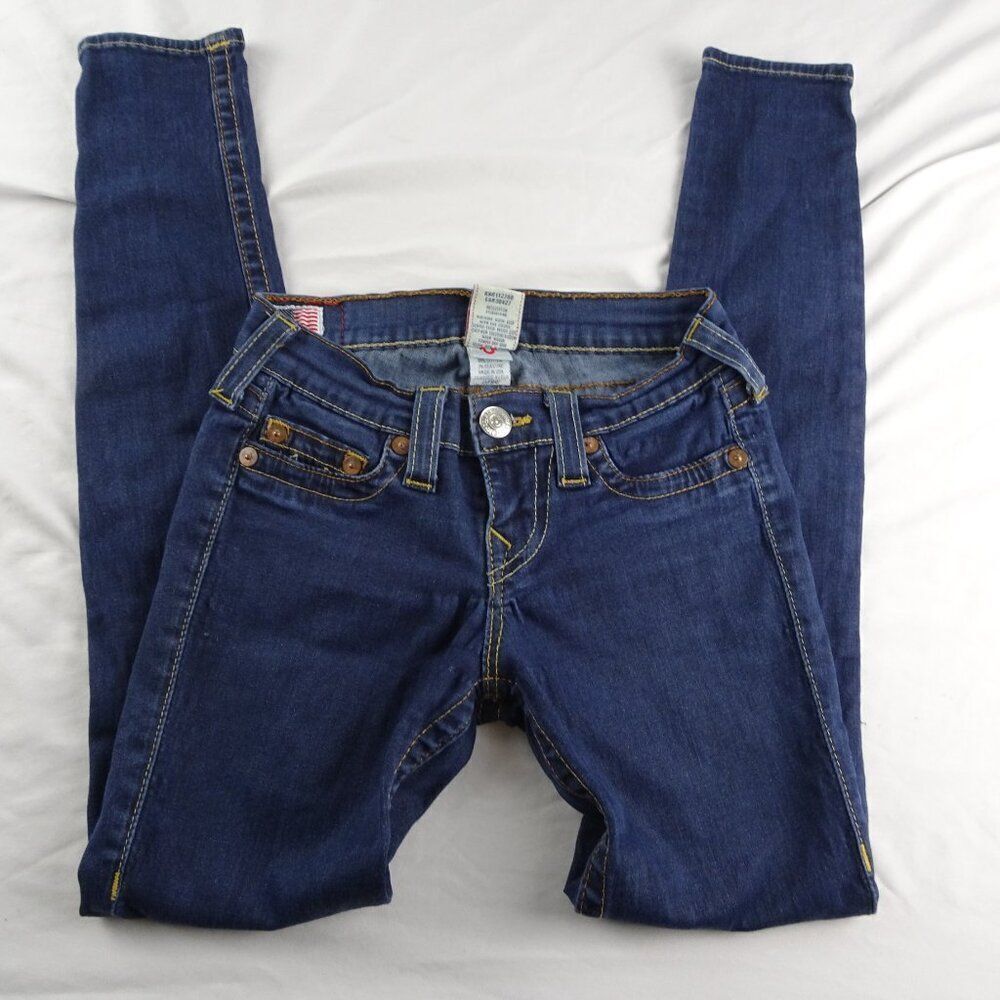 True Religion Women’s Skinny Jeans in Dark Indigo Blue - Picture 2 of 9